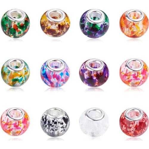 10Pcs Flower Style Large Hole Glass Beads Charms Bulk Fit Pandora Bracelet European for Jewelry Making Women DIY Keychain Charm