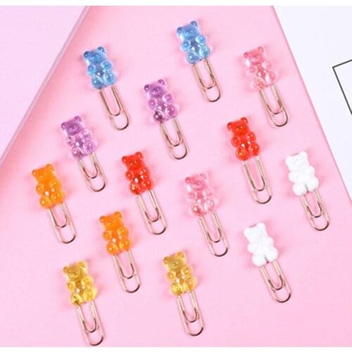 10pcs Cute Rainbow Bear Paperclip Home DIY Multi-function Tool Accessories Craft Kit Paper Clip Decorative Binder File Clips