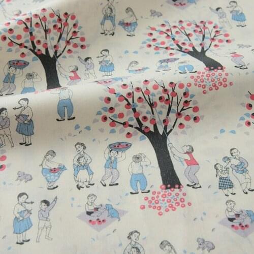 100% Cotton Fabric Cartoon Persimmon Trees Sewing Quilting Needlework DIY Material for Kids Clothes Bedding Set
