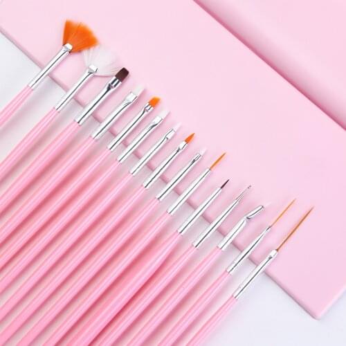 15pc/set Gradient Drawing Nail Brush Ombre Soft Painting Pen For UV Gel Polish Nail Art Dotting Pen Manicure Novice Tools SA1050