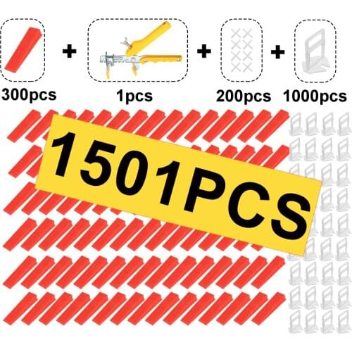 1501Pcs Wall Tile Leveling System Leveler 1000 Clips+300 Wedges+200 Cross+1 Wedges Pliers Tile Paving Locator Leveling Pliers