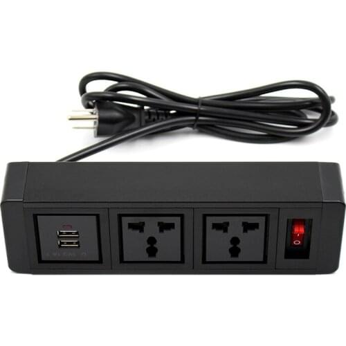 2 X AC Outlet 2 X USB charger grommet for office desktop black for Kitchen Office Desk Table