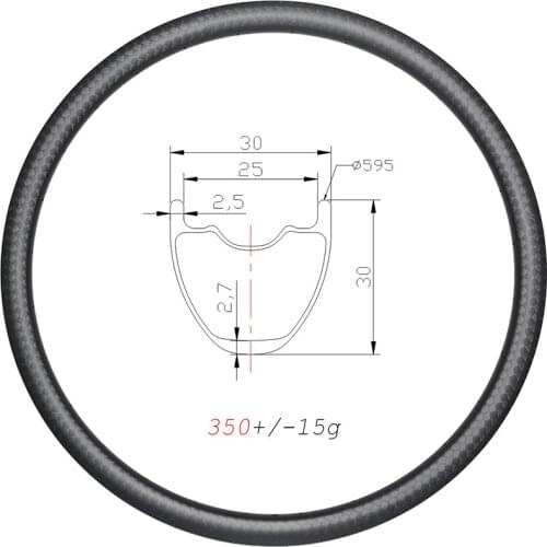 27.5er 350g 30mm wide clincehr tubeless disc carbon rims 650B 30mm deep 24H 28H 32H cross country mountain wheel carbon hookless