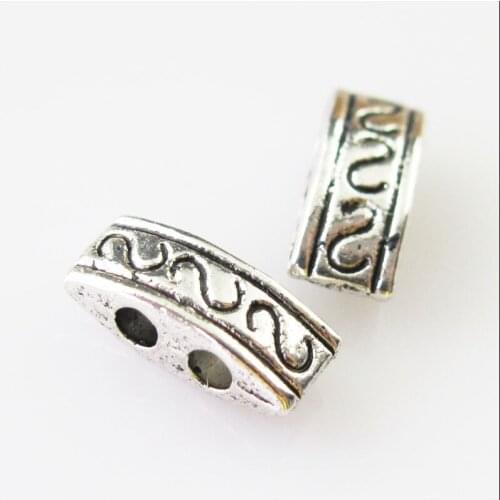 70Pcs Tibetan Silver Color 2 Hole Spacer Beads Charms Connectors 4x10mm