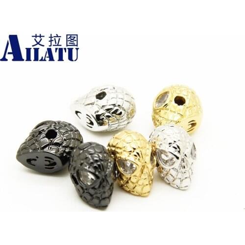 Ailatu 10 Pcs/lot High Quality Plated Brass CZ Hero Charm Beads for DIY Bracelet Jewelry, Lead & Nickel Free