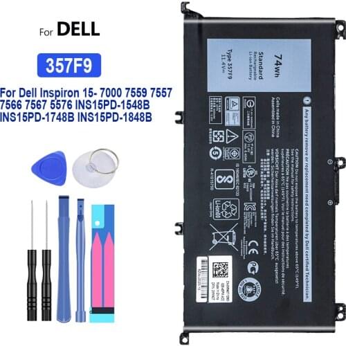 Notebook Battery 357F9 11.4V 74WH For Dell Inspiron 15- 7000 7559 7557 7566 7567 5576 INS15PD-1548B INS15PD-1748B INS15PD-1