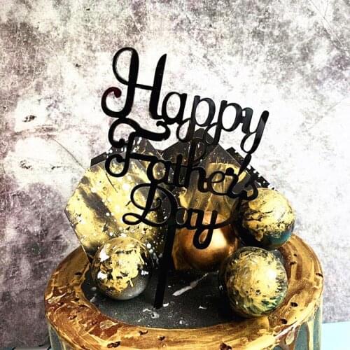 Acrylic Happy Fathers Day Cake Topper Simple Letter Fathers Birthday Cupcake Topper Party Cake Supplies