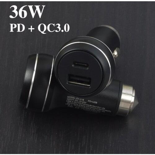 Quick Charge USB Car Charger for iPhone 11 X Xs pro MAX 8 PLUS PD Charger for Xiaomi 10 QC4.0 3.0 36W Type C PD Car Charging
