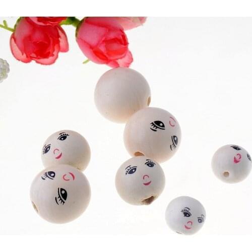 40pcs Smiling Face Wooden Beads Spacer Beads For Baby DIY Crafts Kids Toys Spacer Beading Bead Jewelry Making DIY 14mm 18mm 22mm