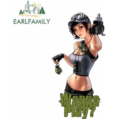EARLFAMILY 13cm x 6.7cm For Grenade Girl Fine Car Stickers Vinyl Material Decal Graffiti Sticker Waterproof For JDM SUV RV