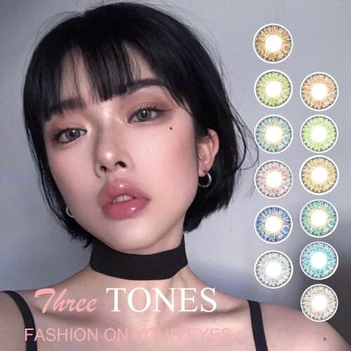 Classic 12 Colors Contact Lenses Color Lens Contacts Brown Blue Gray Green 3Tones Contact Lens Cosmetic Contacts Lenses