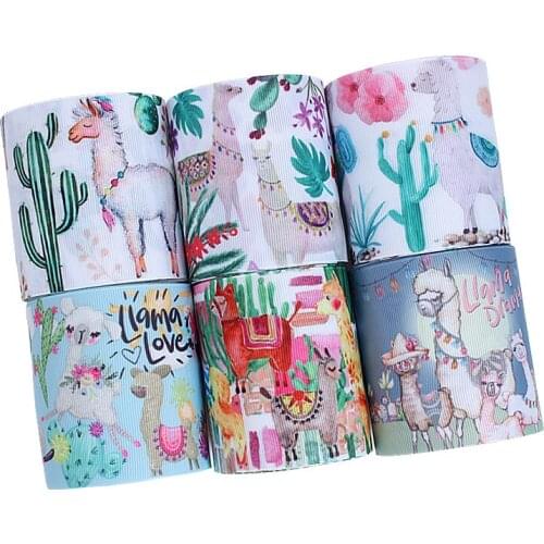 50yards/lot) 75mm new Llama printed cartoon ribbon