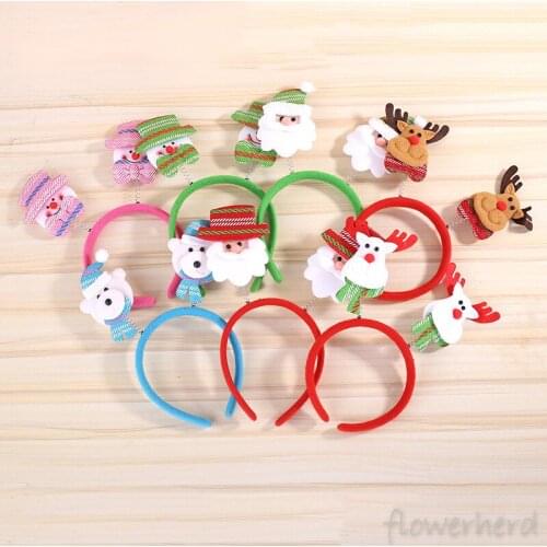 Fashion Christmas Hat Xmas Hot Decorations for Home Headband Santa Xmas Party Performance Decor Double Hair Band Clasp Hoop Gift