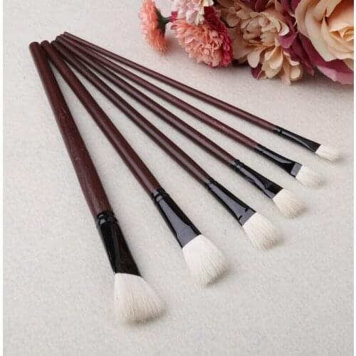 Flat Painting Brushes Set Artist Wool Hair Watercolor Acrylic Oil Drawing Paint Brushes Painting Supplies 6Pcs Dropshipping