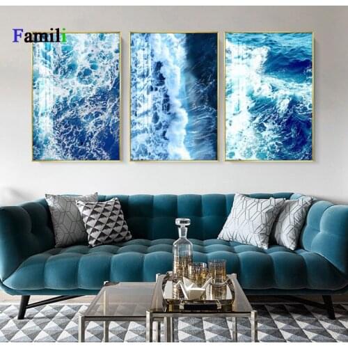 Wall Art Canvas Landscape Poster Nordic Print Ocean Sea Beach Painting Scandinavian Decoration Picture Modern Living Room Decor