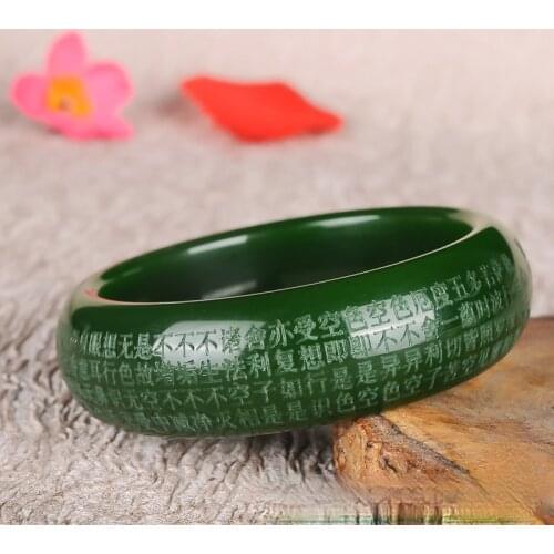 Natural Green Female Jade Bangle Hand-Carved Charm Jewelry Womens Accessories Fashion Bracelet for Men Women Party Gifts