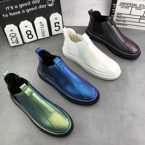 New Arrival Leather Mens Shoes Punk Hip Hop Sneakers Mens Flats Casual Shoes Trainers