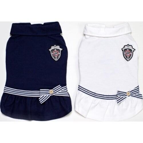 Dog Clothes for Small Dogs Fashion Dress for Chihuahua Yorkshire Navy Style Lapel Coat for French Bulldog Bow Tie Dog Costume XL