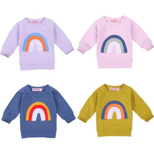 Autumn Baby Girls Boys Rainbow Sweatshirts Long Sleeve Tops Kids Toddler Boys Pullover Sweatshirt Rainbow Pullover Clothes