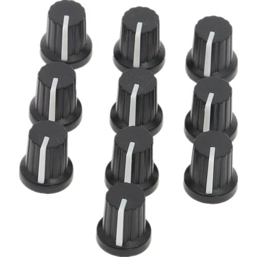 10pcs Black Volume Control Potentiometer Knob Cap Plastic For 6mm Shaft Hole Potentiometer
