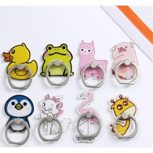Frog Mobile Phone Stand Holder Cat Penguin Finger Ring Smartphone Cartoon Flamingo Holder Stand For iPhone Huawei All Phone