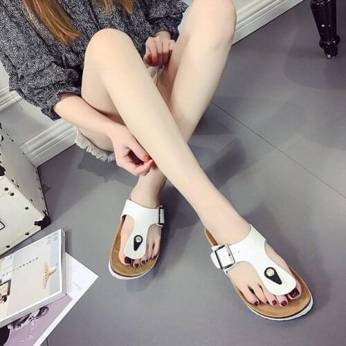 Casual flat-bottomed slippers, flip-flops, beach flip flops, cork slippers, couple slippers, plus size