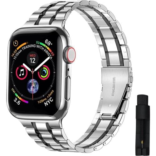 Metal bands for apple watch se 6 44mm 40mm band Upgraded adapter Stainless Steel bracelet for iwatch 5 4 3 42mm 38mm wrist strap