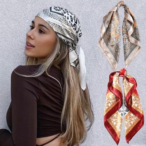 KAJEER Print Scrunchies Hair Scarf Bohemia Women Ribbon Hairbands Streamers Bow Hair Rope Ties Holder Ponytail Hair Accessories