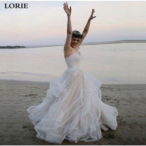 LORIE Princess Wedding Sweetheart Appliqued Lace Bride Dress A-Line Tulle Bride Wedding Gowns Boho Wedding Gown