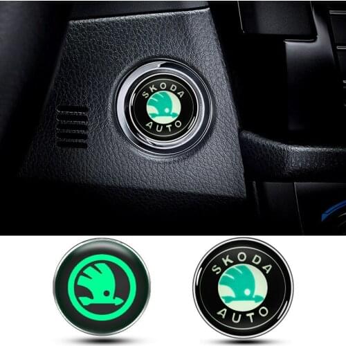 Luminous Car One-click Start Button Emblem Decoration for Octavia 2 A7 Tour RS Fabia Rapid Kodiaq Superb Kamiq Yeti Karoq