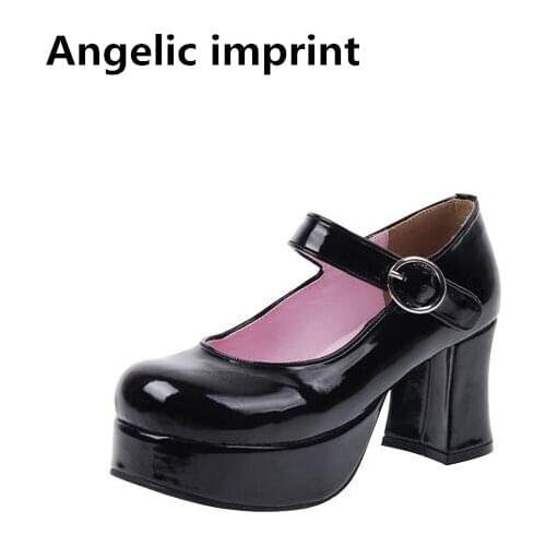 Angelic imprint woman mori girl lolita cosplay shoes lady high heels pumps women princess dress party shoes 33-47 candy colors