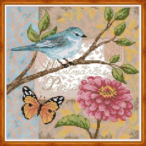 Flower and bird pattern cross stitch 14ct 11ct count canvas printing embroidery kit DIY needlework set Home decoration painting