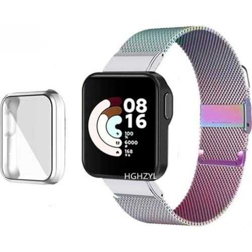2in1 Milanese Strap Protective Cover CaseFor Xiaomi Mi Watch Lite Metal Mesh Loop Bracelet TPU Frame For Xiaomi Watch Lite Band