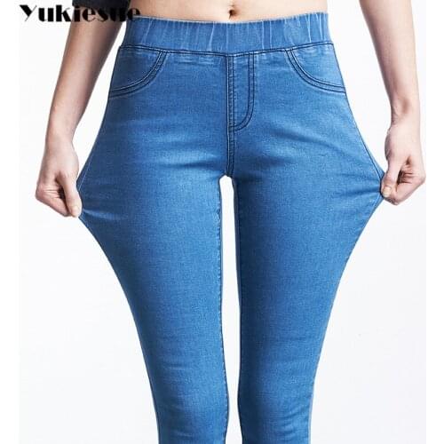 High waisted jeans woman skinny slim stretch soft push up mom jeans womens denim pants Plus size 6XL womans jeans for women
