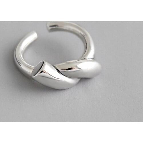 100% 925 sterling silver knot rings for women anillos mujer bague, minimalist opening finger ring silver engagement jewelry