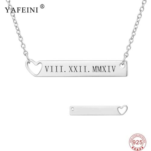 Women Personalized Name Necklace Engrave 925 Sterling Silver Customized Pendant Bar Statement Necklaces