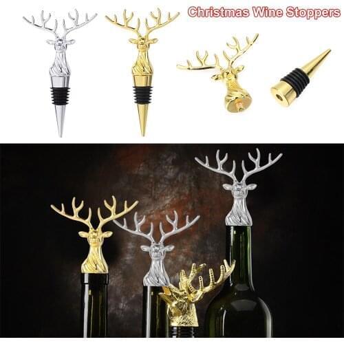 1PC Stainless Steel Deer Stag Head Wine Pourer Unique Reusable Wine Bottle Stoppers Wine Aerators Bar Kitchen Tools With Box