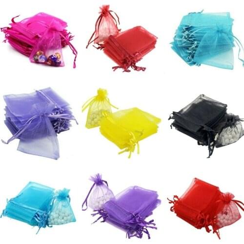100 pieces 7x9 9x12 10x15 11x16 13x18 15x20 17x23 cm organza bag jewelry packaging display and gift decoration bag