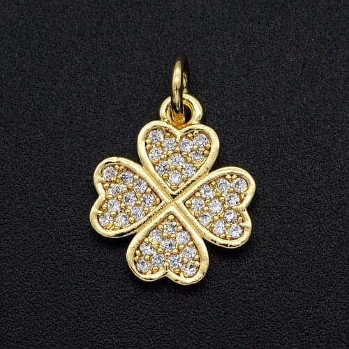 11x14mm CZ Zircon DIY Jewelry Clover Charm Pendant Wholesale Lucky Bracelet Making Charm Fashion Jewellery Pendants Top Quality