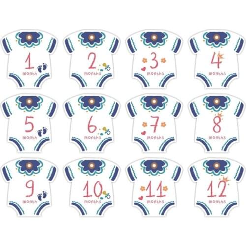 12 Sheets/Set Baby Cute Clothes Monthly Stickers Pregnant Belly Decals Memory Recording Milestone Sticker