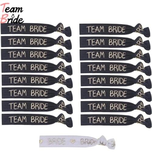Team Bride to be 16+1pcs Bachelorette Party Bracelet Tribe Hand Band Head Rope Hair Accessories Hen Night Wedding Supplies Decor