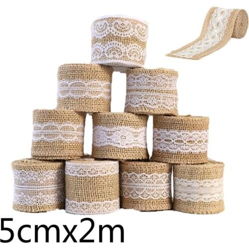 2 m Natural Jute Burlap Ribbon Rustic Vintage Wedding Party Decoration Wedding Decor Weddings DIY Lace Gift Package Jute Roll