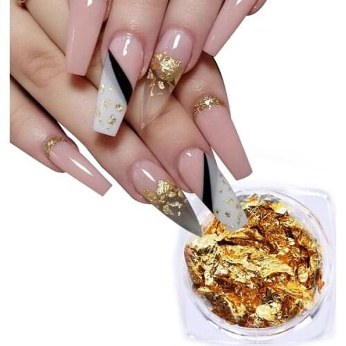 Nail Art Shiny Gold Silver Foil Paper Irregular Aluminum 3D Glitter Flakes Gel Polish Manicure Decoration Nails Sticker Art