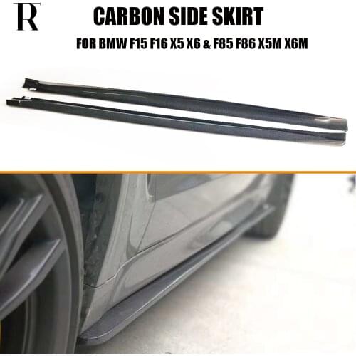 X5M X6M 3D Styling Carbon Fiber Side Skirt Extension for F85 F86 Real X5M X6M 2013 - 2019 Side Skirts Bodykit
