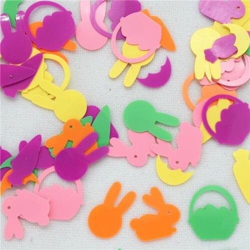 500Pcs/lot(50g) Easter Rabbit/bunny carrot Sequins PVC Flat Paillette Sequins Decoration Cute Animal Mix Colors