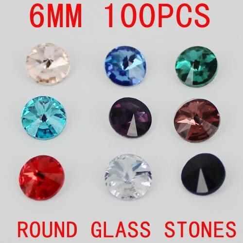 6mm 100pcs 1122 Rivoli Crystal Silver Shade Stones Round Imitation Glass Beads DIY Crafts Garments Jewelry Decorations