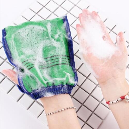 Bamboo Fiber Shower Bath Exfoliating Wash Skin Spa Massage Scrub Body Scrubber Mitten