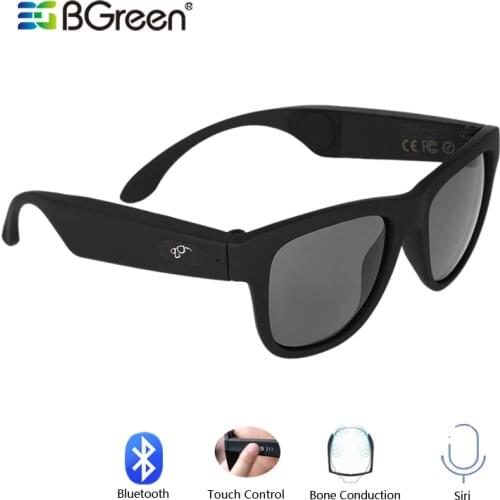 BGreen Bone Conduction Bluetooth Headphone Audio Smart Polarized Sunglasses Glass With Bluetooth Running Headset Hiking Earphone
