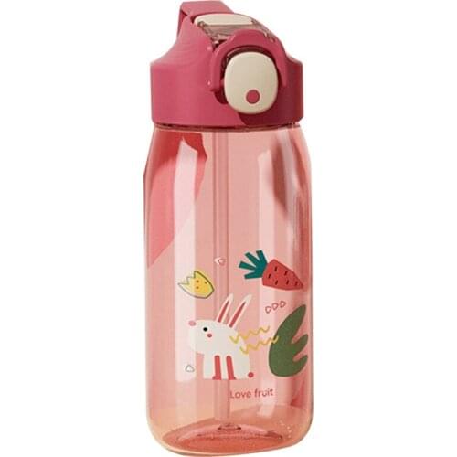 550Ml Water Bottle With Straw Leak-Proof For Kids,BPA Free Durable Plastic Drinking Bottle