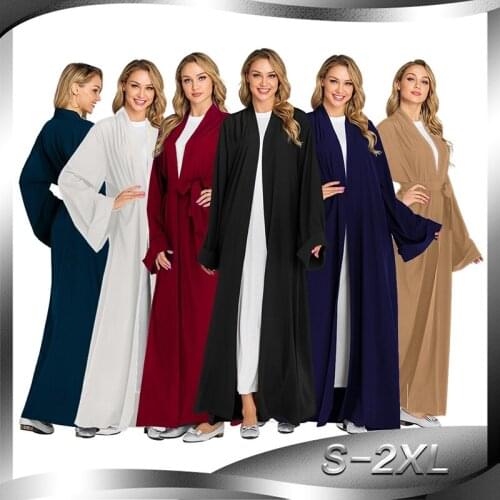 Kimono Maxi Long Sleeve Dress Open Abaya Dubai Kaftan Islam Muslim Hijab Dress Abayas for Women Caftan Turkish Islamic Clothing